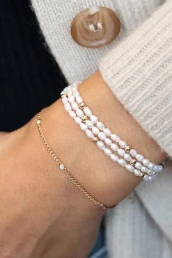 Zoe Chicco Extra Small Curb Chain Bracelet with 5 Floating Diamonds in 14k Yellow Gold
