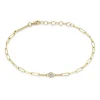 Zoe Chicco 14k Floating Diamond Small Paperclip Chain Bracelet in Yellow Gold