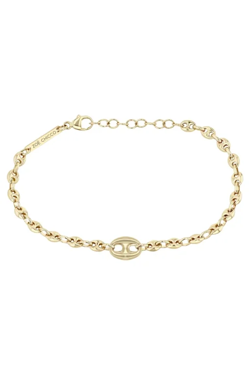 Zoe Chicco Large Link Small Mariner Chain Bracelet in Yellow Gold