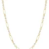 Zoe Chicco Linked Prong Diamond & Medium Paperclip Rolo Chain Necklace in 14k Yellow Gold