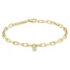 Zoe Chicco Medium Square Oval Link Dangling Diamond Bezel Bracelet in 14k Yellow Gold