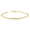 Zoe Chicco Medium Square Oval Chain Bracelet with Pavé Diamond Link in 14k Yellow gold