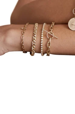 Zoe Chicco Medium Square Oval Link Dangling Diamond Bezel Bracelet in 14k Yellow Gold