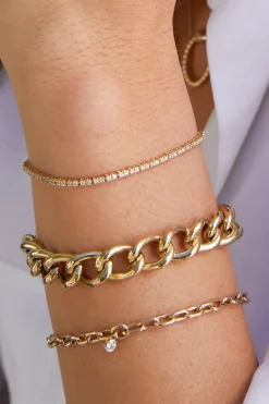Zoe Chicco Medium Square Oval Link Dangling Diamond Bezel Bracelet in 14k Yellow Gold