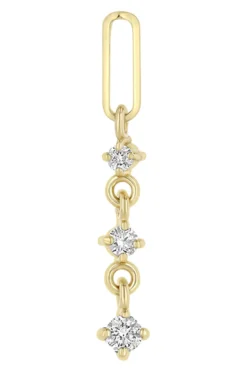 Zoe Chicco Paperclip Link & 3 Graduated Diamond Drop Earrings in 14k Yellow Gold