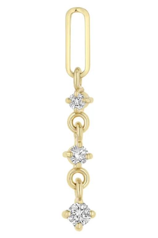 Zoe Chicco Paperclip Link & 3 Graduated Diamond Drop Earrings in 14k Yellow Gold