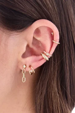 Zoe Chicco Princess Diamond Medium Square Oval Chain Drop Earrings in Yellow Gold