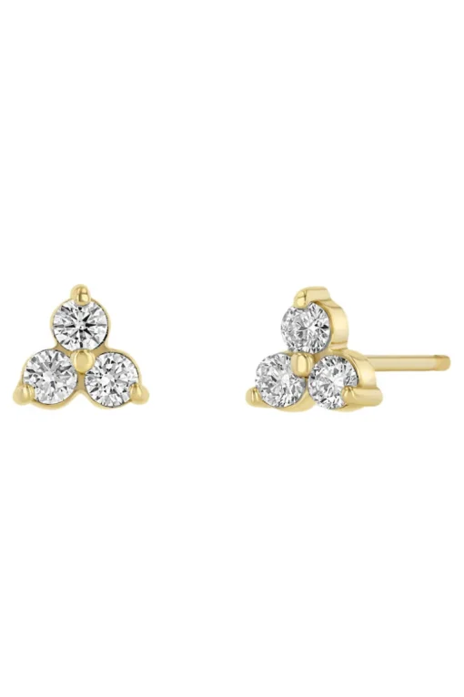 Zoe Chicco Prong Diamond Trio Studs in 14k Yellow Gold