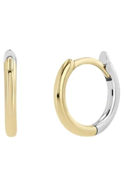 Zoe Chicco Reversible Huggie Hoops in Two Tone Gold