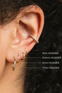 Zoe Chicco Reversible Huggie Hoops in Two Tone Gold
