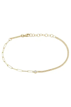 Zoe Chicco Small Paperclip & Curb Bracelet in Yellow Gold