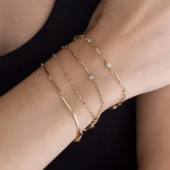 Zoe Chicco Small Paperclip & Curb Bracelet in Yellow Gold